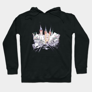 Alte Mainbrucke, Old Main Bridge, with statues of saints in Wurzburg,  Germany Hoodie